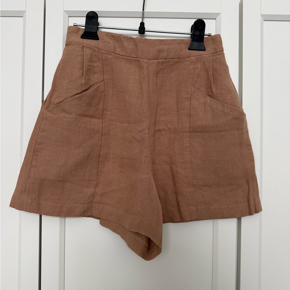 VETTA High Waist Linen Shorts in dusty blush | size XS - Picture 2 of 6